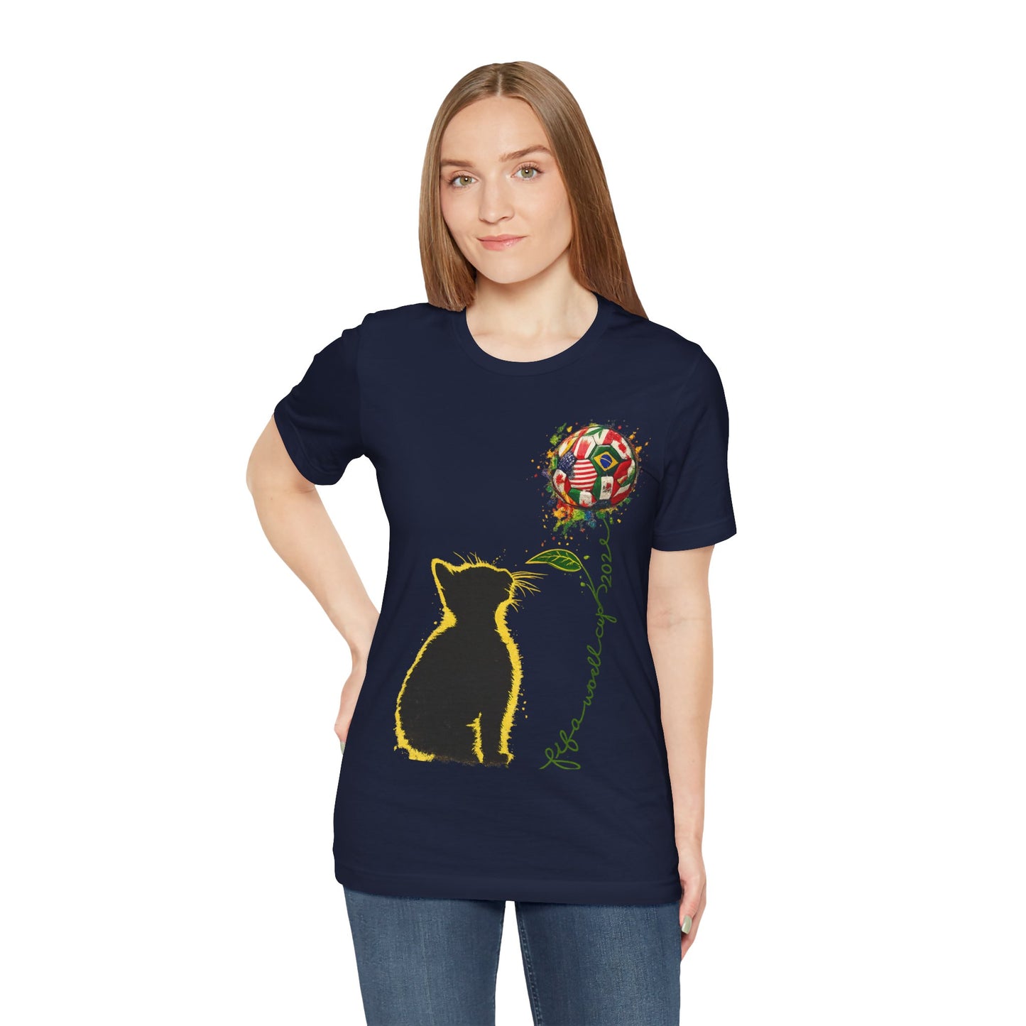 "Life Is More Fun With World Cup 2026" Cat Sunflower Global Flags (Unisex T-Shirt)π±β½π»