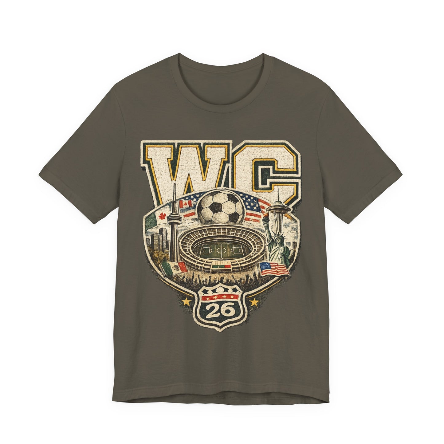 "WC 26" World Cup 2026 Stadium Landmarks Badge (Unisex T- Shirt)⚽🏟️🗽