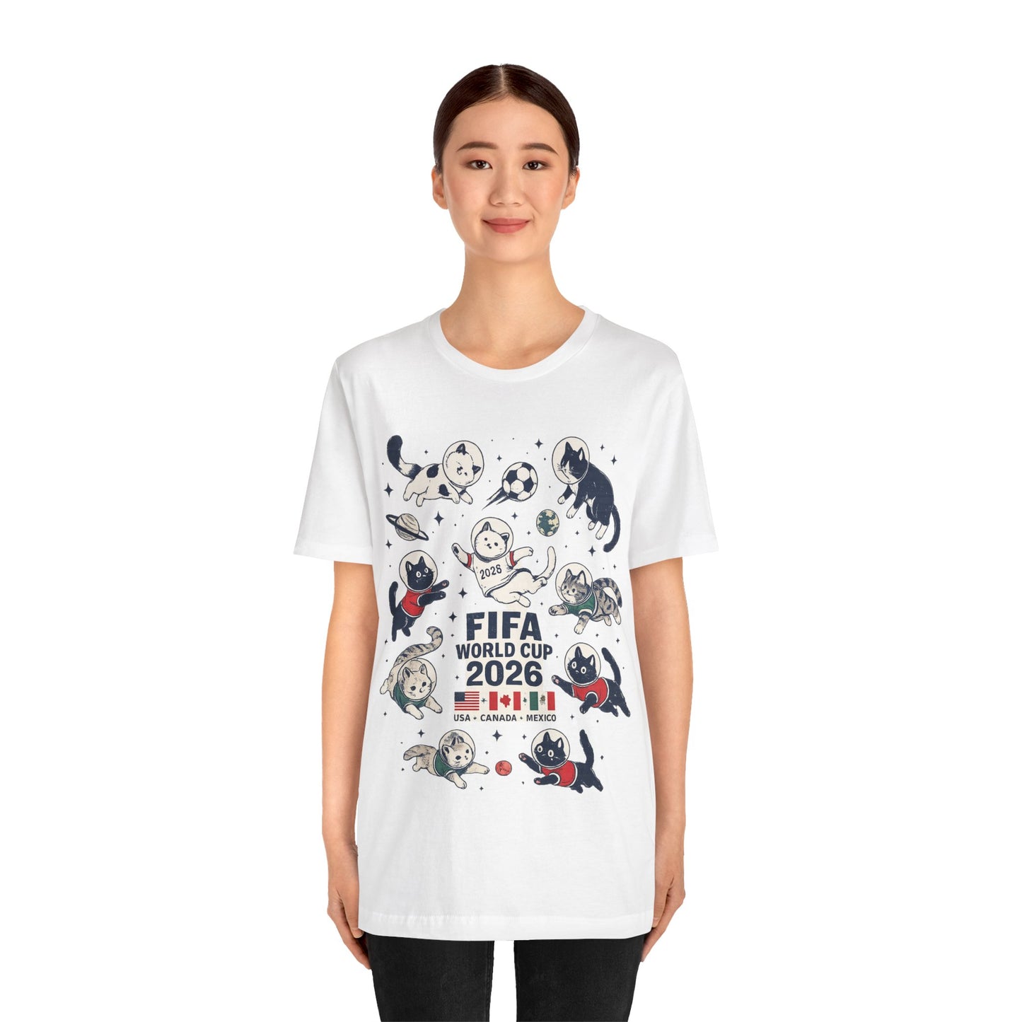 FIFA World Cup 2026 Space Cats Astronaut Soccer (Unisex T-Shirt)🐱🚀⚽✨