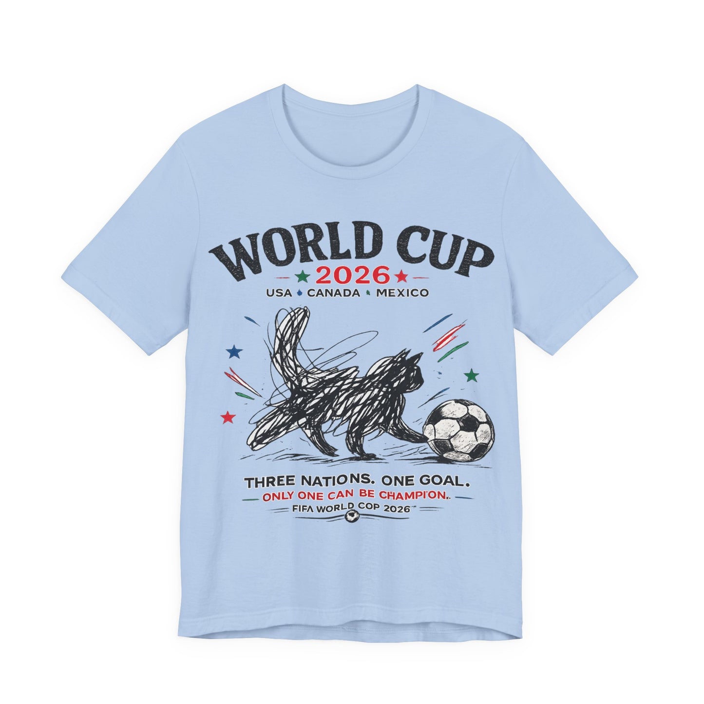 "Three Nations One Goal" World Cup 2026 Sketch Bunny Soccer (Unisex T-Shirt)🐰⚽🎨