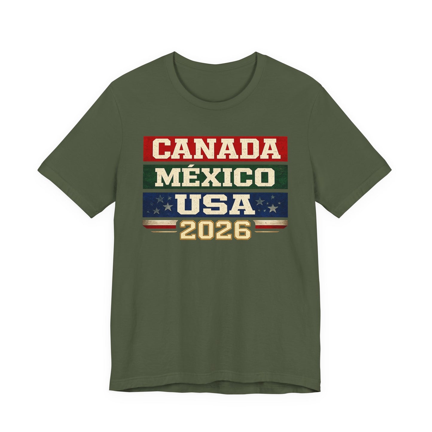 Canada Mexico USA 2026 Vintage Stripe Tee (Unisex T-Shirt)