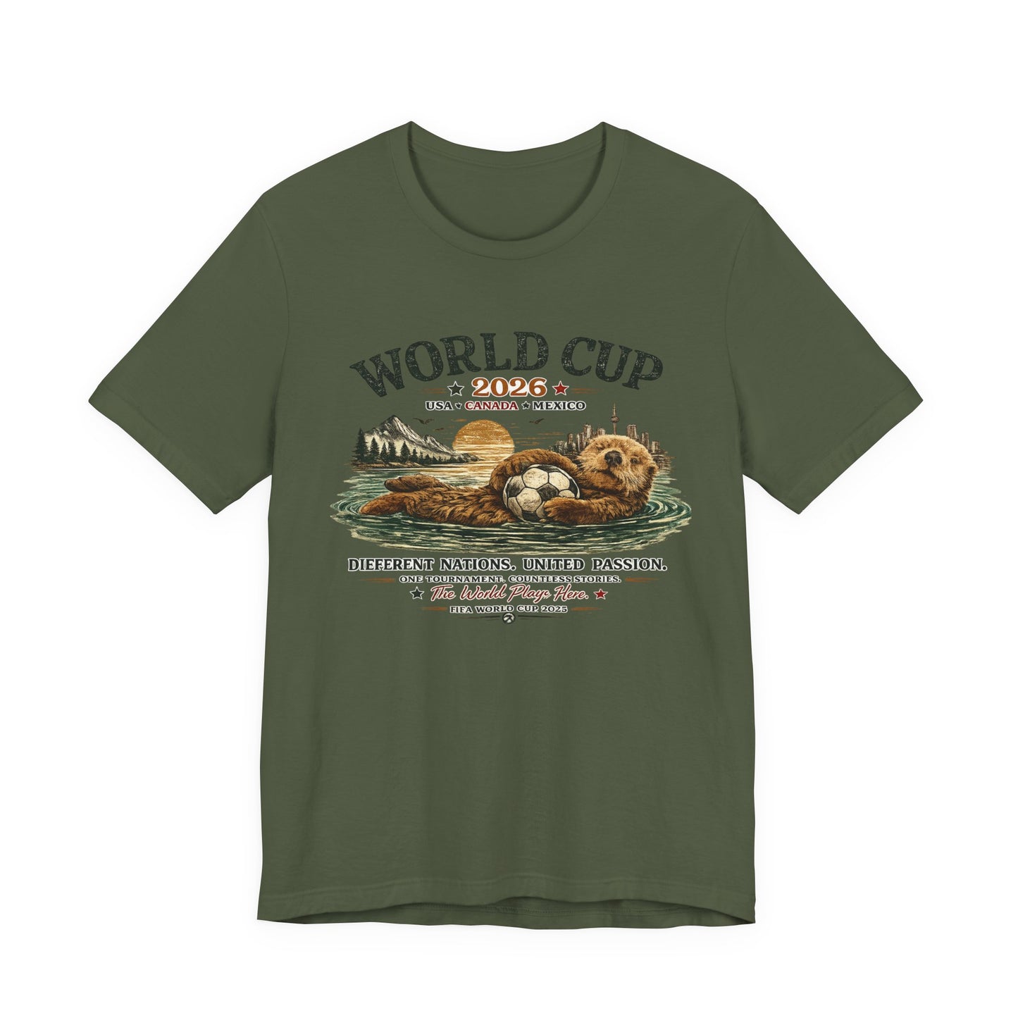 "Different Nations United Passion" World Cup 2026 Otter Soccer (Unisex T-Shirt)🦦⚽🌄