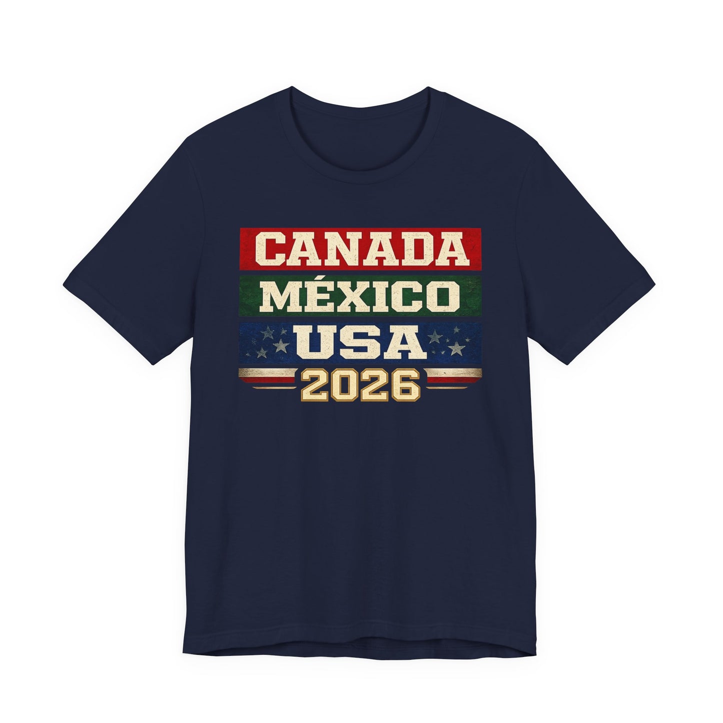 Canada Mexico USA 2026 Vintage Stripe Tee (Unisex T-Shirt)