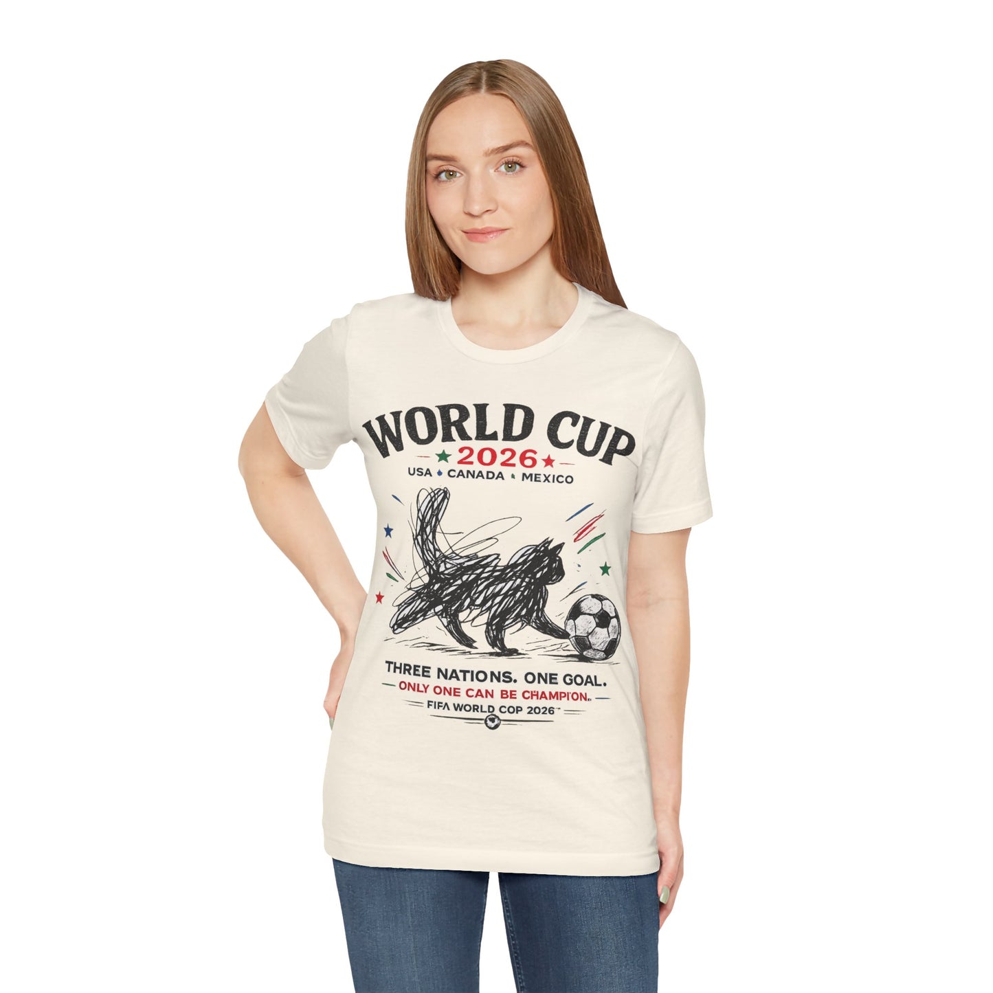 "Three Nations One Goal" World Cup 2026 Sketch Bunny Soccer (Unisex T-Shirt)🐰⚽🎨