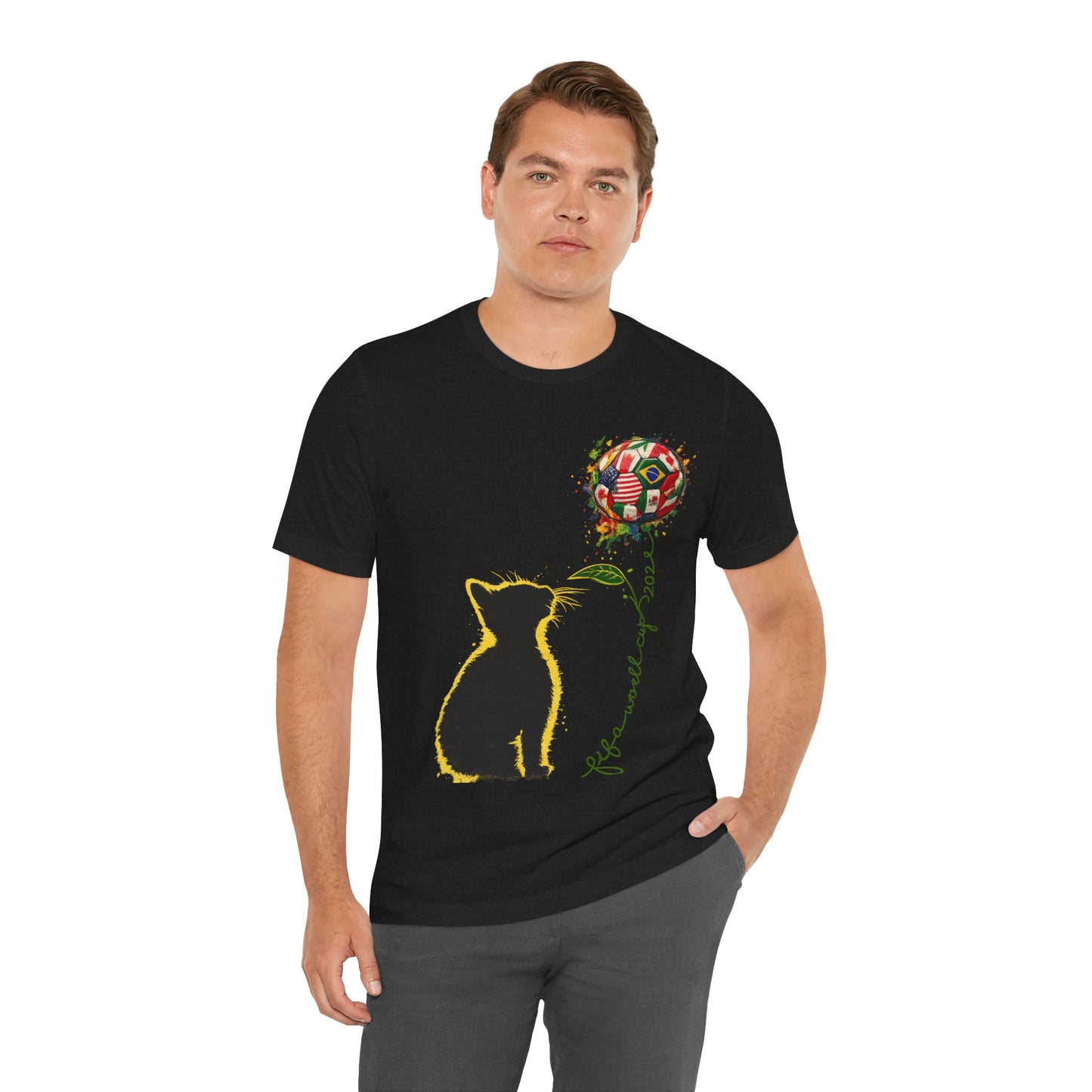 "Life Is More Fun With World Cup 2026" Cat Sunflower Global Flags (Unisex T-Shirt)🐱⚽🌻