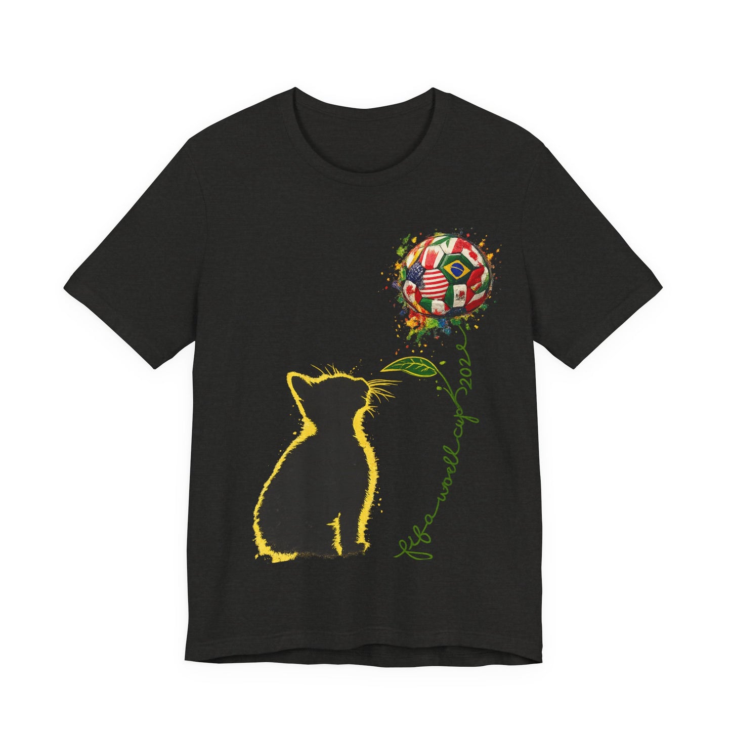 "Life Is More Fun With World Cup 2026" Cat Sunflower Global Flags (Unisex T-Shirt)🐱⚽🌻