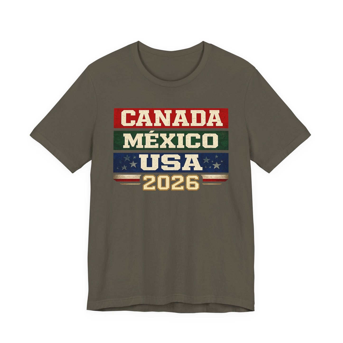 Canada Mexico USA 2026 Vintage Stripe Tee (Unisex T-Shirt)