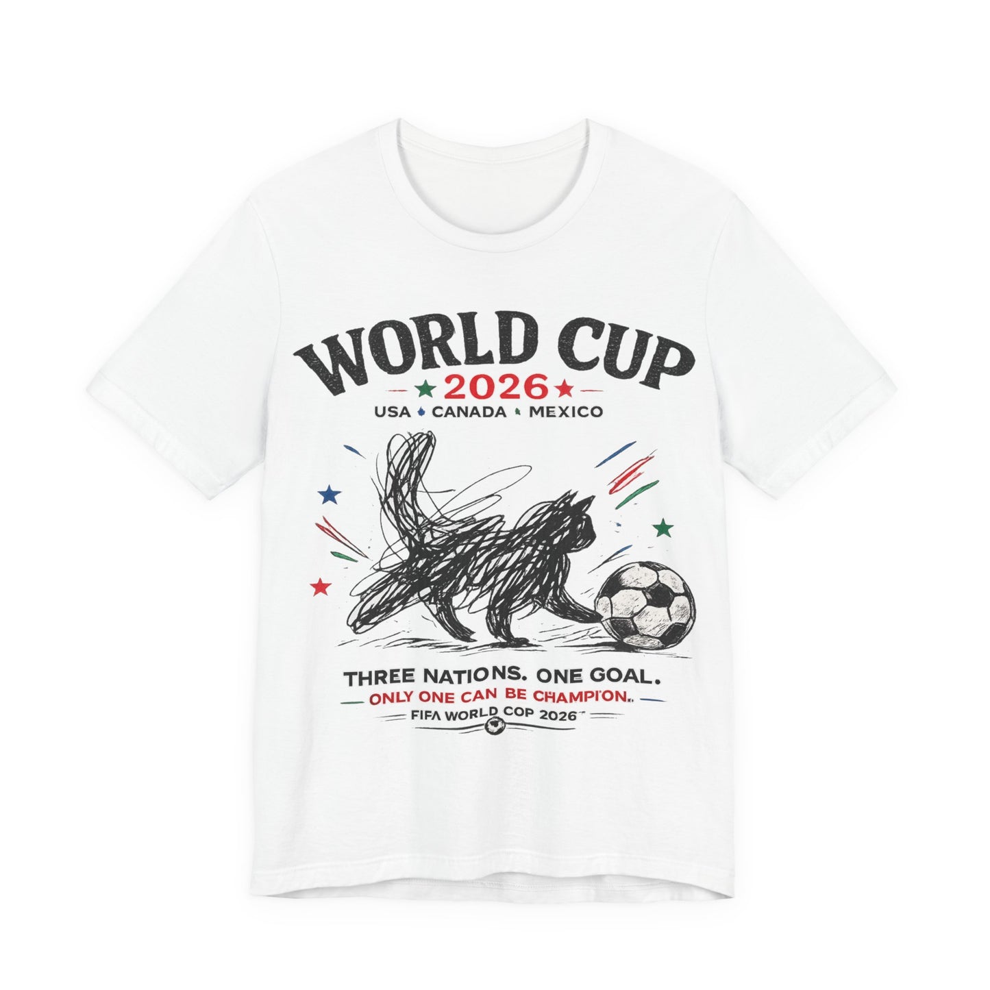 "Three Nations One Goal" World Cup 2026 Sketch Bunny Soccer (Unisex T-Shirt)🐰⚽🎨