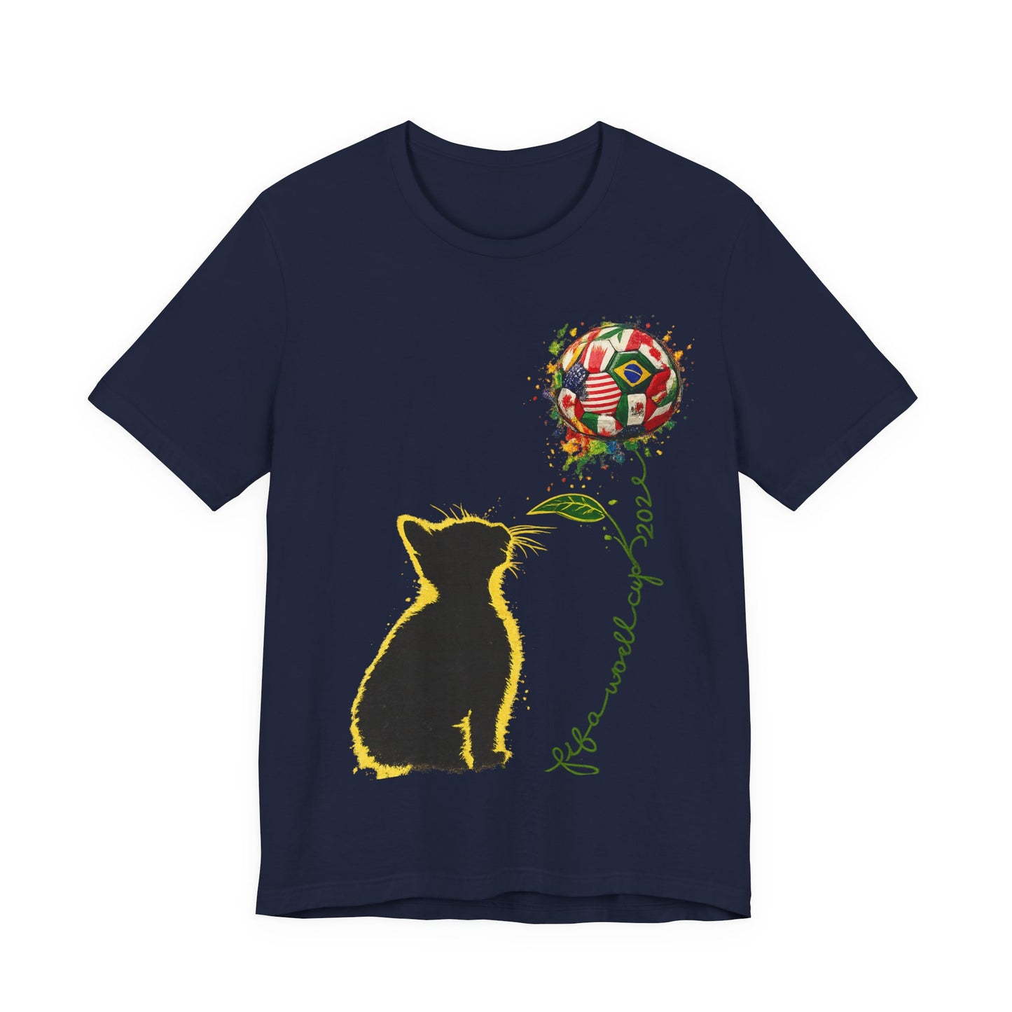 "Life Is More Fun With World Cup 2026" Cat Sunflower Global Flags (Unisex T-Shirt)🐱⚽🌻