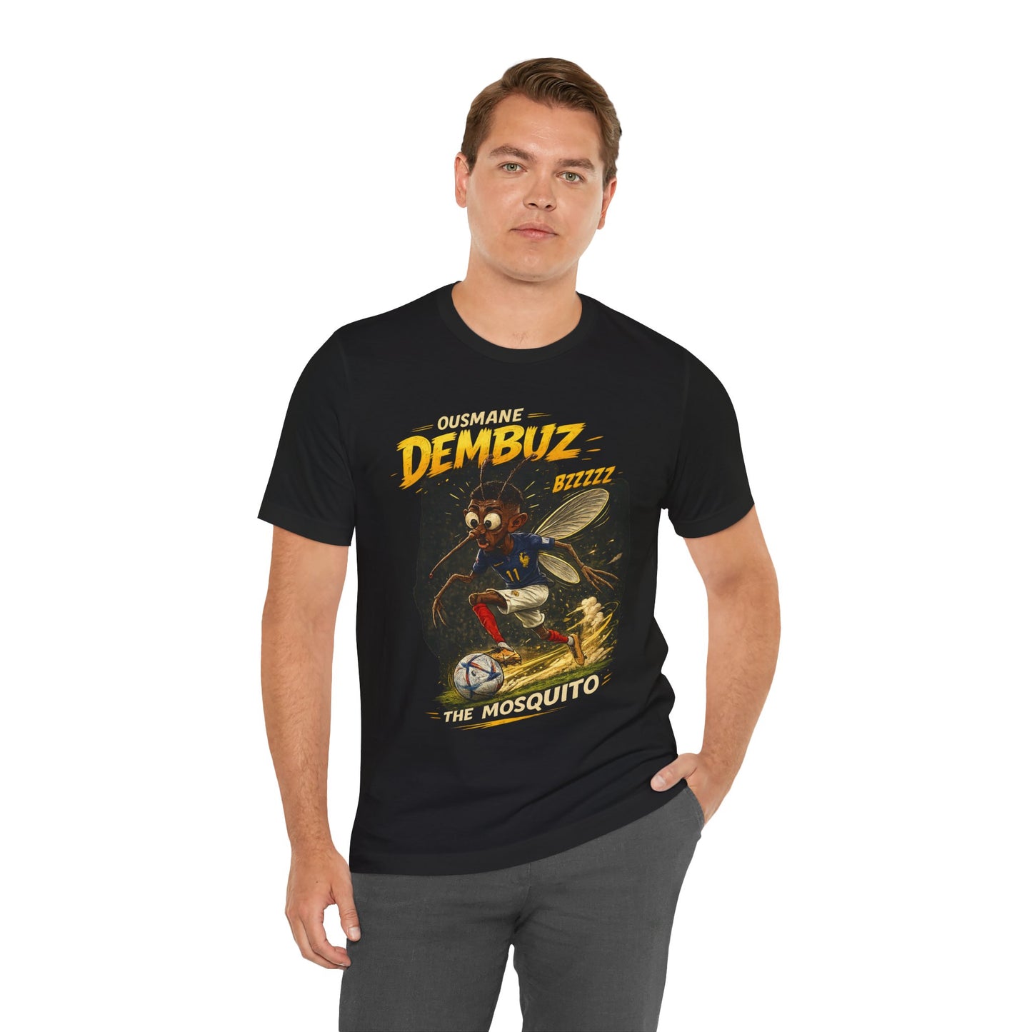 "Ousmane Dembuz — The Mosquito. Bzzzzz!" Funny Football Parody France T-Shirt 🦟🇫🇷⚽⚡😂