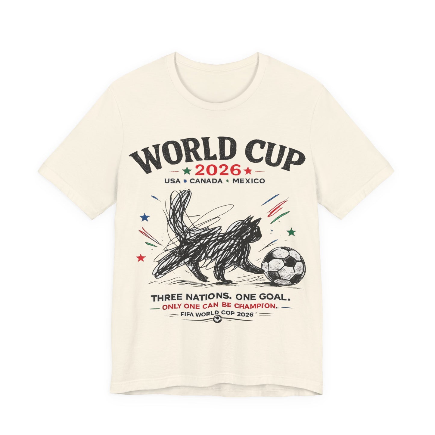 "Three Nations One Goal" World Cup 2026 Sketch Bunny Soccer (Unisex T-Shirt)🐰⚽🎨