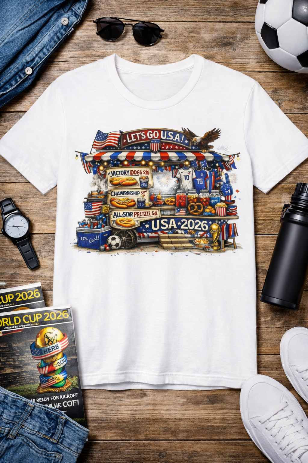 "Let's Go USA" Patriotic World Cup (Unisex T-Shirt)