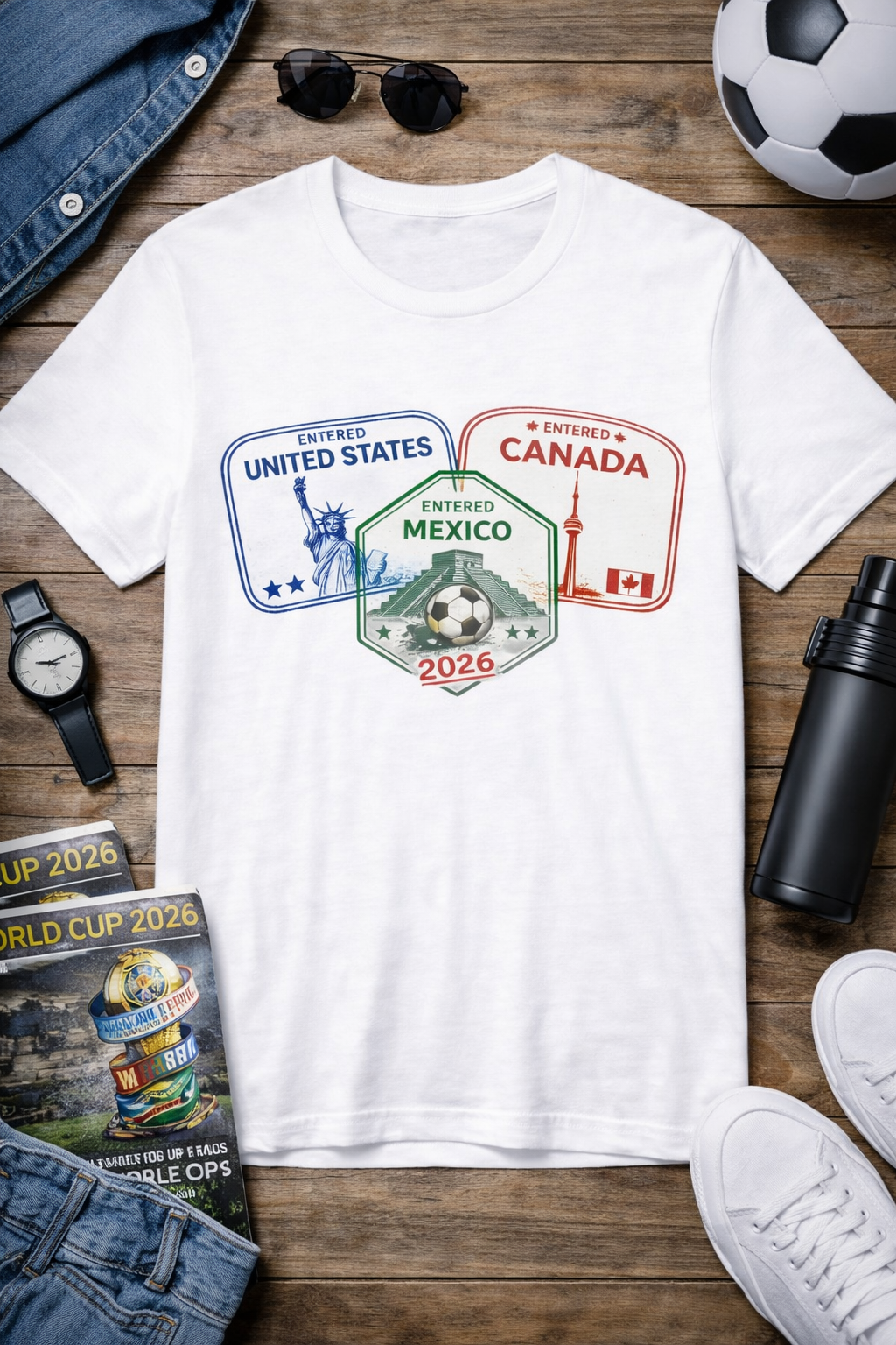 Passport Stamps USA Mexico Canada ( Unisex T-Shirt)