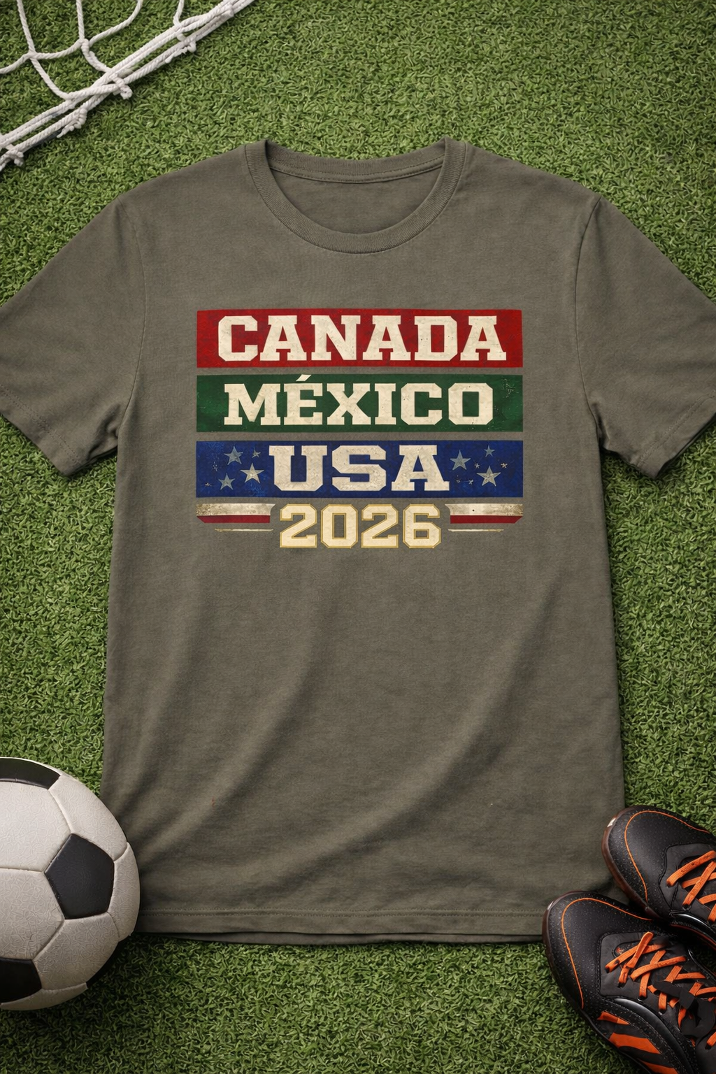 Canada Mexico USA 2026 Vintage Stripe Tee (Unisex T-Shirt)