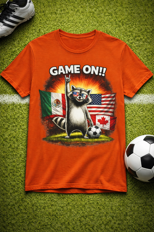 Game On World Cup 2026 Raccoon Soccer (Unisex T-Shirt)