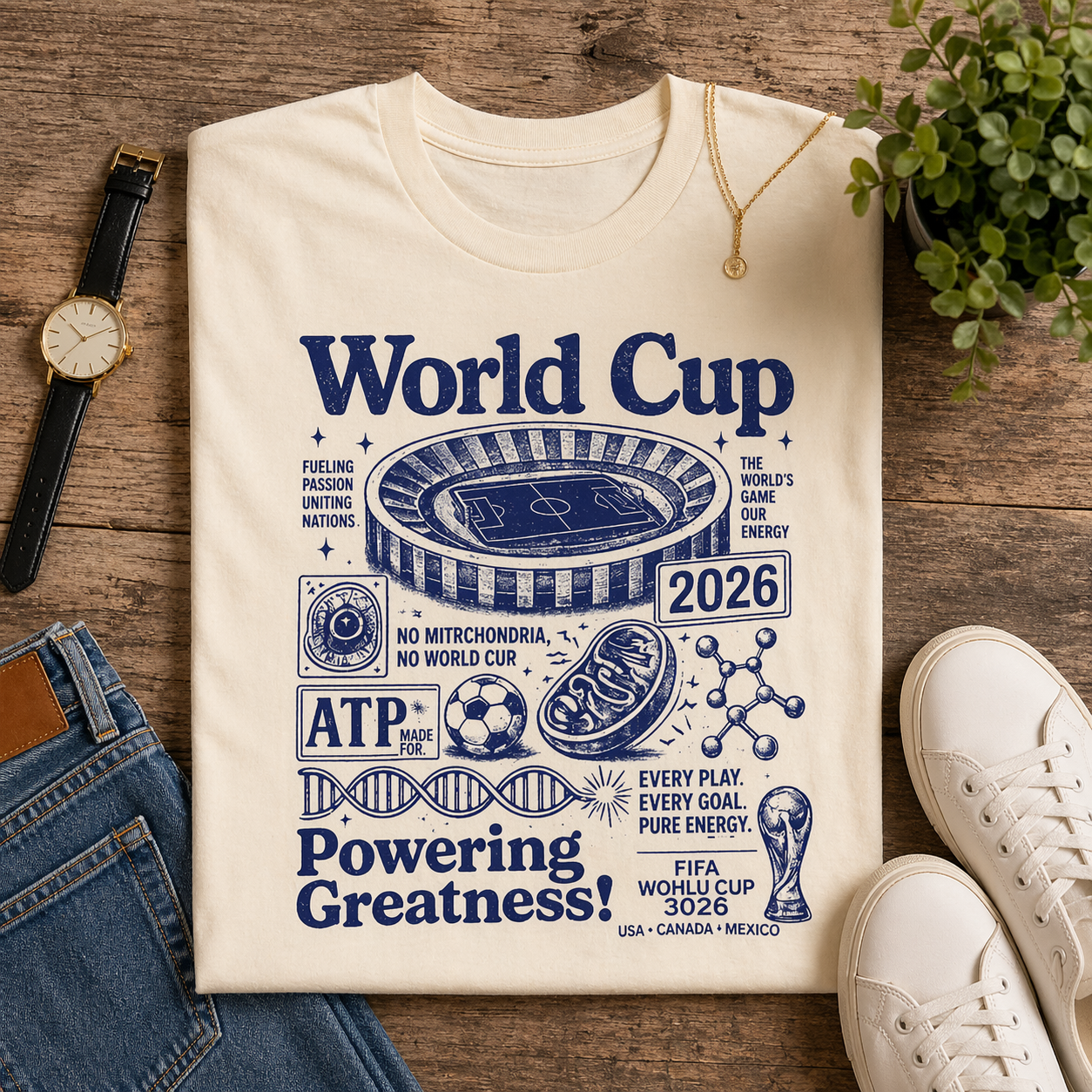 "World Cup 2026 Powering Greatness" Science Soccer (Unisex T-Shirt)