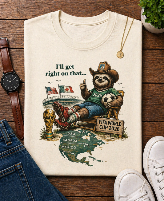 "I'll Get Right On That" Sloth Ranger FIFA World Cup 2026 (Unisex T-Shirt)🦥⚽😂