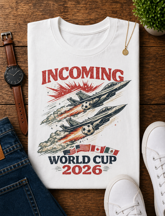 "INCOMING" World Cup 2026 Fighter Jets Soccer Balls (Unisex T-Shirt)✈️⚽💥