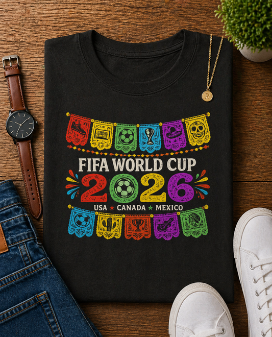 FIFA World Cup 2026 Mexican Papel Picado Banner (Unisex T-Shirt)🎉⚽🇲🇽