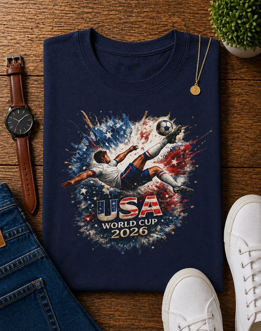 USA World Cup 2026 Bicycle Kick Paint Explosion (Unisex T-Shirt)⚽🇺🇸💥