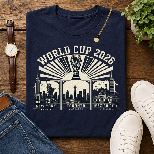 World Cup 2026 New York Toronto Mexico City Host Cities Skylines (Unisex T-Shirt)🗽🇺🇸 🏙️🇨🇦 🏛️🇲🇽