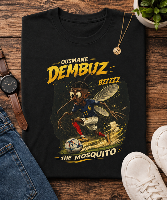 "Ousmane Dembuz — The Mosquito. Bzzzzz!" Funny Football Parody France T-Shirt 🦟🇫🇷⚽⚡😂