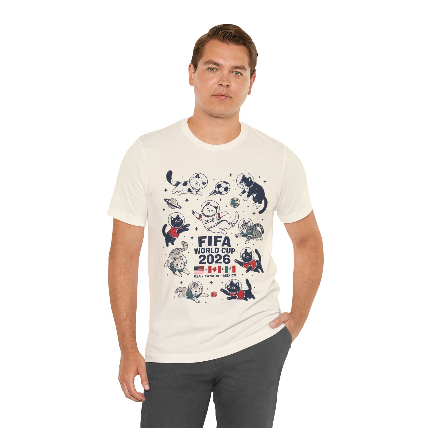FIFA World Cup 2026 Space Cats Astronaut Soccer (Unisex T-Shirt)🐱🚀⚽✨