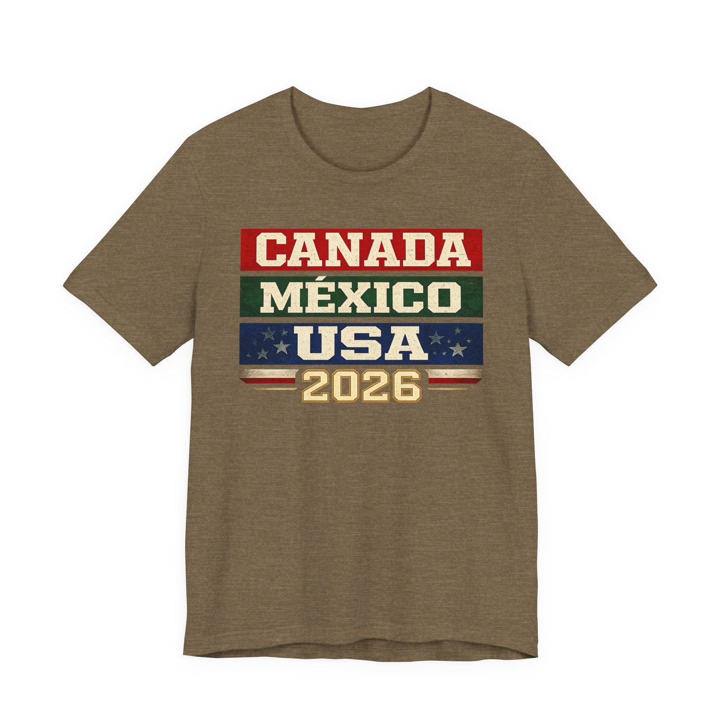 Canada Mexico USA 2026 Vintage Stripe Tee (Unisex T-Shirt)