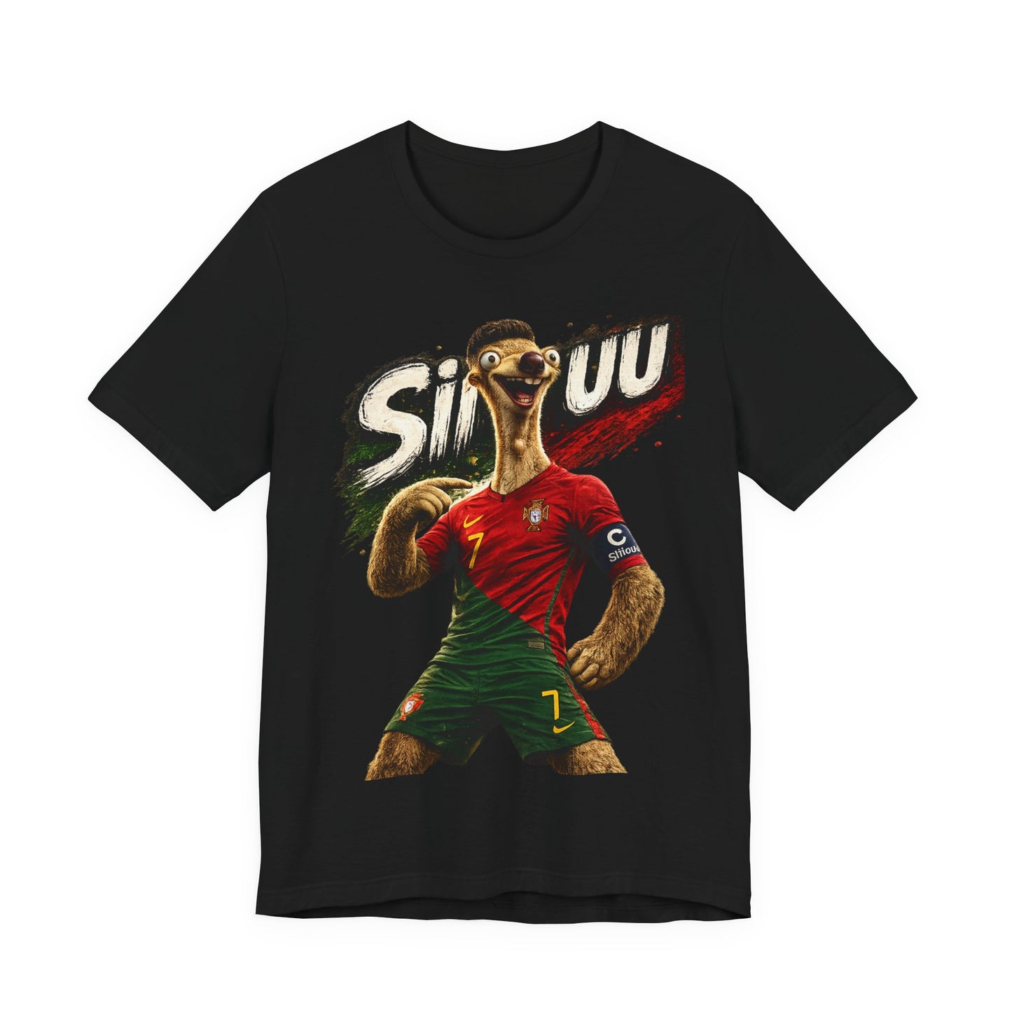 "Siuuu!" Funny Football Parody Sloth #7 Portugal Kit Graphic (Unisex T-Shirt)🦥🇵🇹⚽😂
