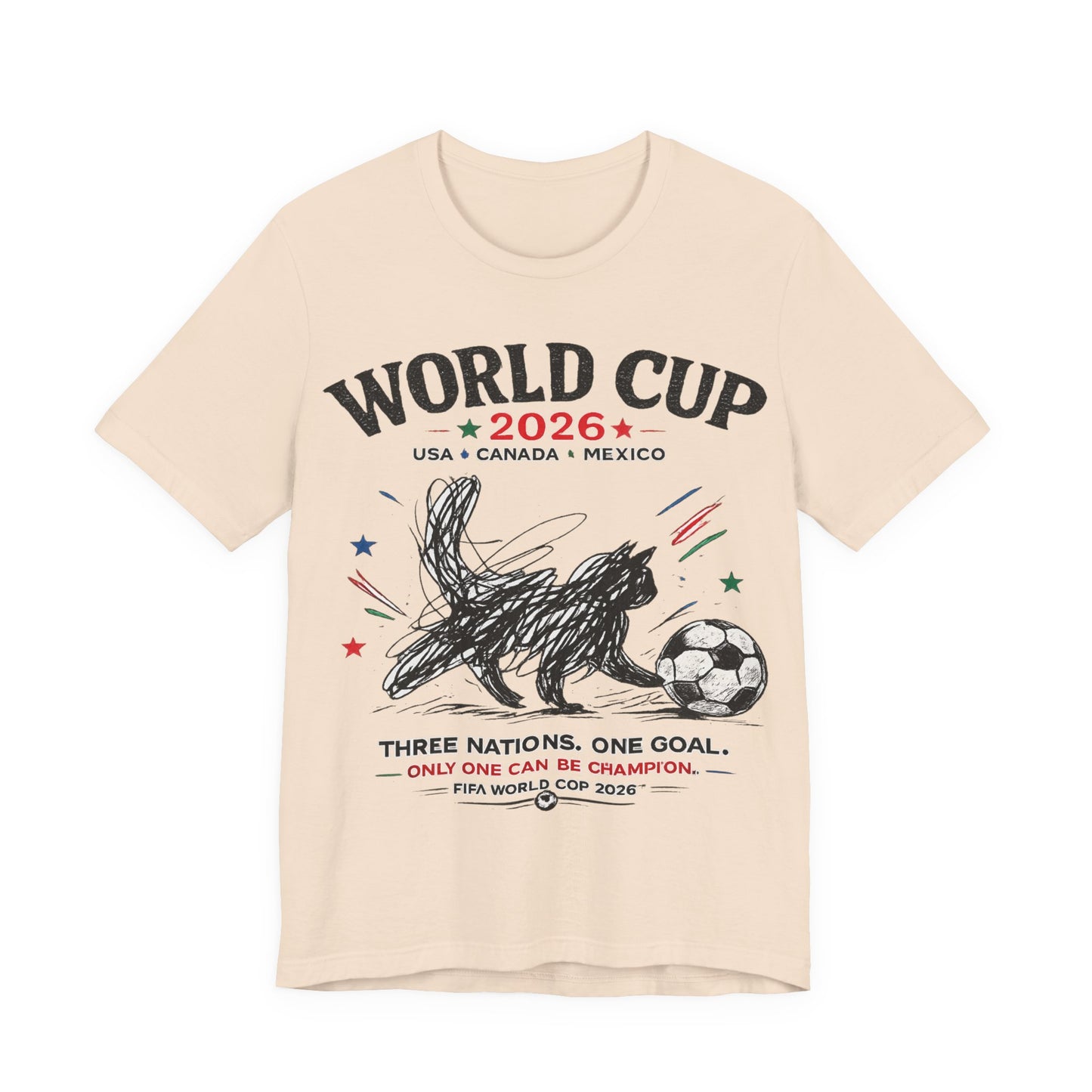 "Three Nations One Goal" World Cup 2026 Sketch Bunny Soccer (Unisex T-Shirt)🐰⚽🎨