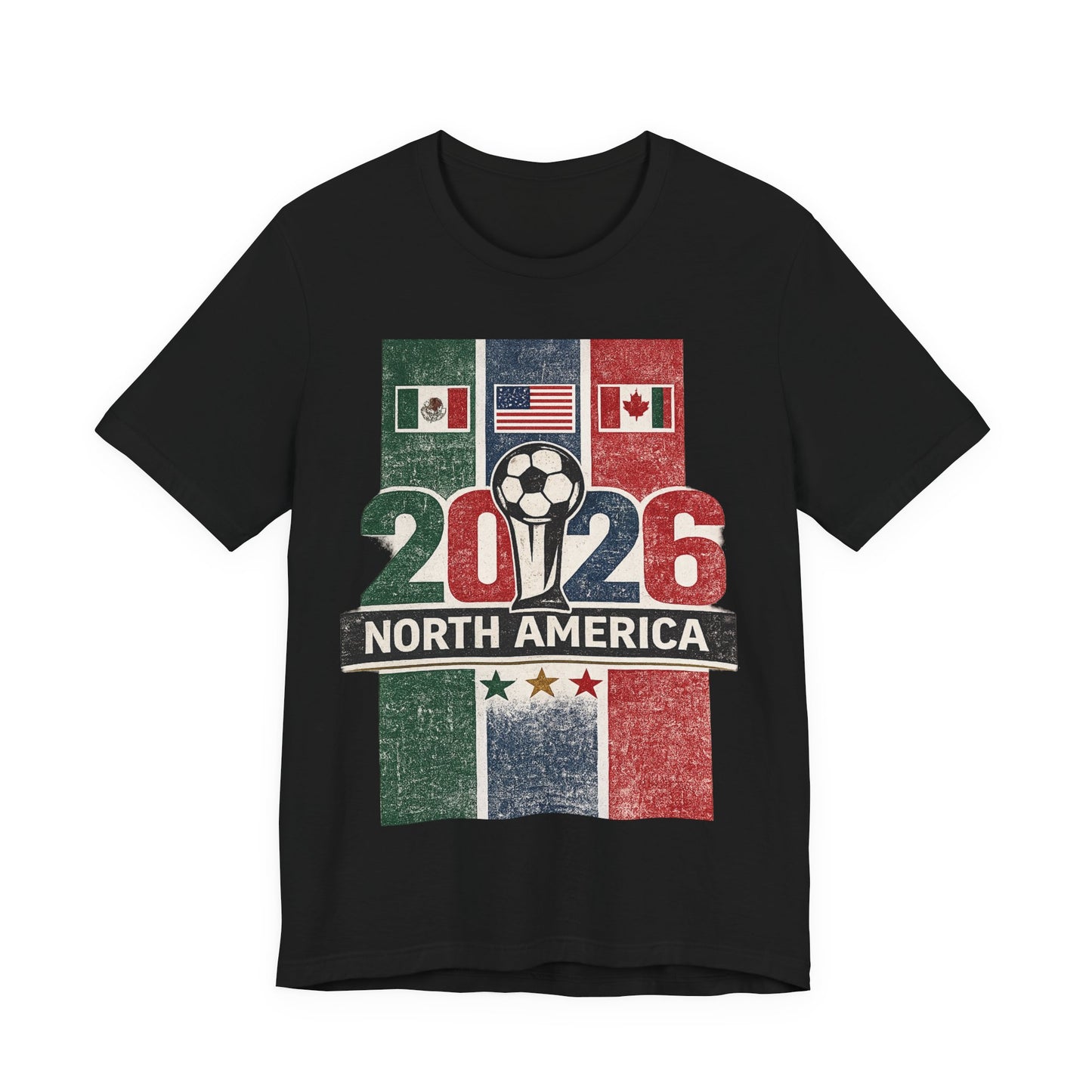 "2026 North America" World Cup Three Flags United  (Unisex T-Shirt)⚽🇲🇽🇺🇸🇨🇦