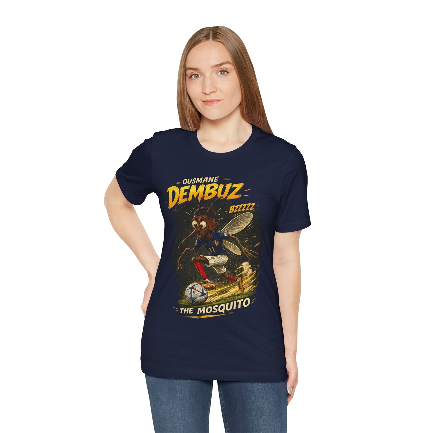 "Ousmane Dembuz — The Mosquito. Bzzzzz!" Funny Football Parody France T-Shirt 🦟🇫🇷⚽⚡😂