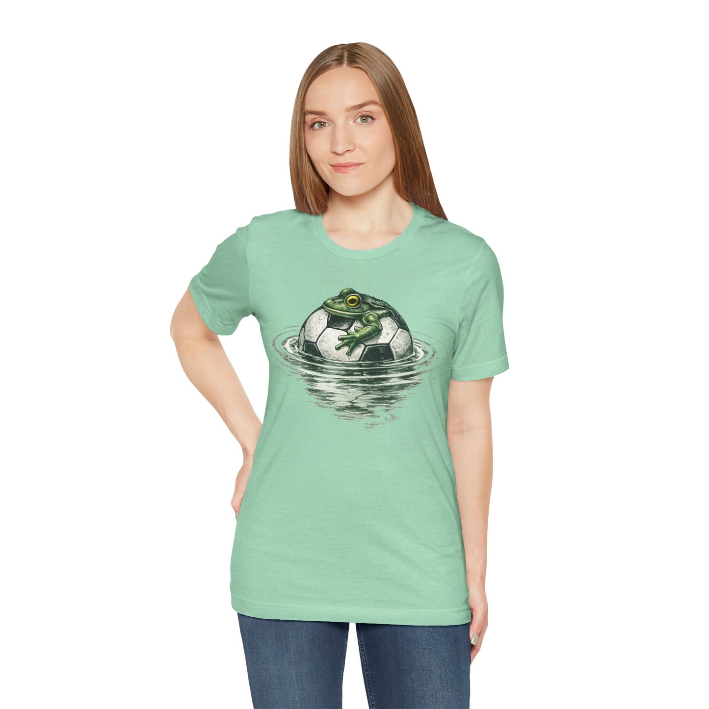 Frog on Soccer Ball T-Shirt - Funny Football Nature Tee ( Unisex T-shirt)
