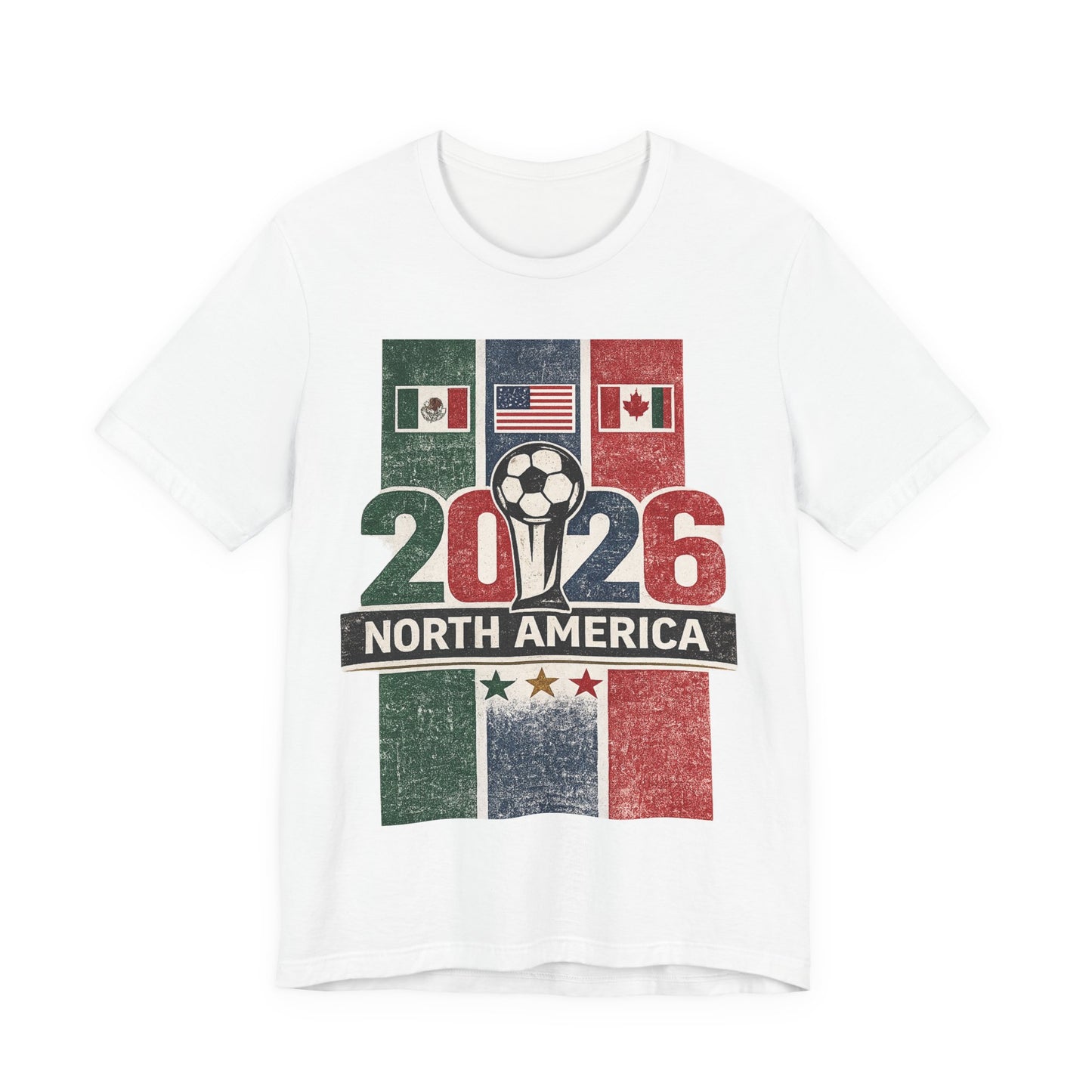 "2026 North America" World Cup Three Flags United  (Unisex T-Shirt)⚽🇲🇽🇺🇸🇨🇦