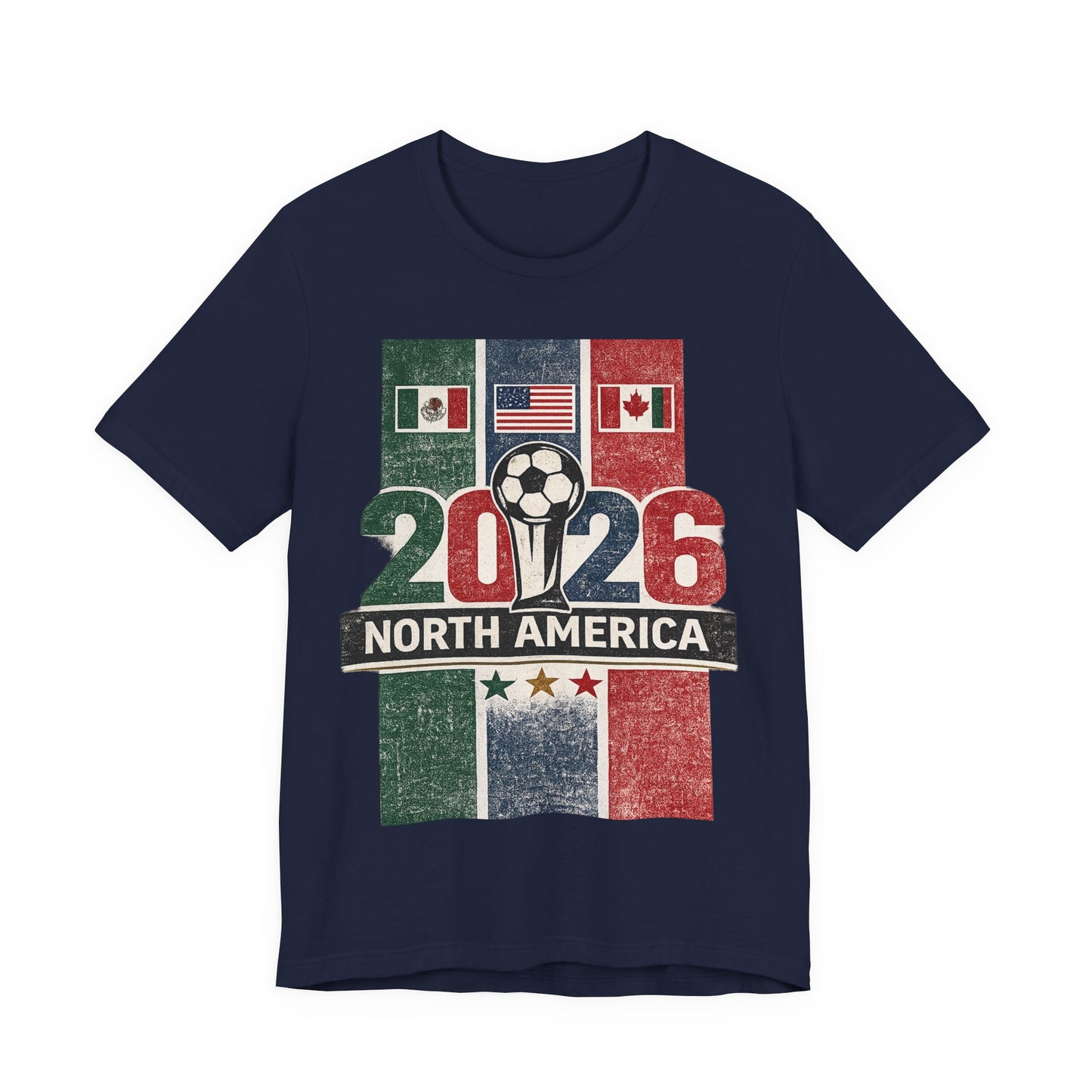 "2026 North America" World Cup Three Flags United  (Unisex T-Shirt)⚽🇲🇽🇺🇸🇨🇦